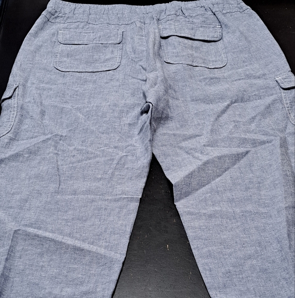 NWOT Caffe' Marrekesh Chambrey Linen Blend Cropped  Pants    Size M - Picture 10 of 11